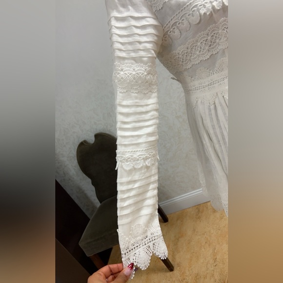 LEGALLY RED LAWN DRESS WITH RUFFLE AND LACE INSERT DETAIL - Picture 4 of 10